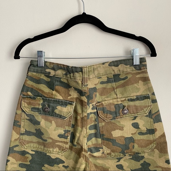 SOLD!!!!!Free People Remy Camo Cropped Pants Denim Green 27 - Picture 5 of 7